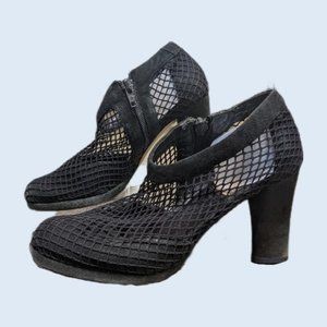 Charles Jourdan Suede Fishnet Booties 80's VTG 6
